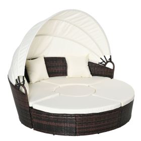 Outsunny Backyard Rattan Daybed with Canopy; 4 Pieces