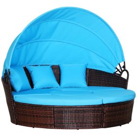 Outsunny Rattan Canopied Sun Lounger Set; Mocha Brown; 4 Pieces