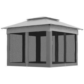 Outsunny Patio Pop Up Gazebo Shelter with Zipper Netting and Carry Bag; 10.7'x10.7'x8.9'; Light Gray