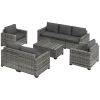 Outsunny Wicker Patio Furniture Set with Padded Cushions; Gray; 5 Piece