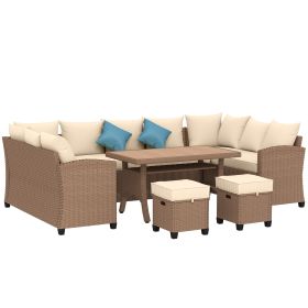 Outsunny Rattan 6 Piece Lounge Set with Cushions; Includes Coffee Table