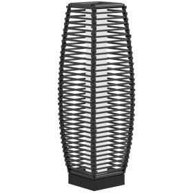 Outsunny Solar-Powered Rattan Pathway LED Lamp; Auto On/Off; Gray