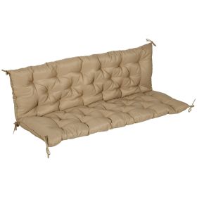 Outsunny Outdoor 3 Seater Bench Cushion; Khaki