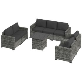 Outsunny Patio Wicker Furniture Set with Storage Table; Gray; 5 Piece