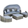 Outsunny Rattan Sectional Outdoor Daybed with Canopy; Light Grey; 4 Pieces