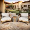 Direct Wicker 3-Piece Acacia Wood Patio Set with Beige Cushions and Coffee Table; Teak Finish