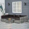 Outsunny 7-Piece Wicker Patio Furniture Set with Cushions; with Tempered Glass Table; Charcoal