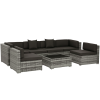 Outsunny 7-Piece Wicker Patio Furniture Set with Cushions; with Tempered Glass Table; Charcoal