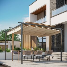 Retractable Patio Pergola with Steel Frame; 11.5'x11.5' UV Resistant Canopy