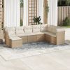 Patio PE Rattan Sectional Sofa Set; Beige