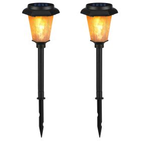 Solar Flame Torch Pathway Lights; Waterproof; 2 Pieces