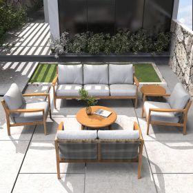 Direct Wicker 6-Piece Acacia Wood Patio Set with Cushions and Coffee Table