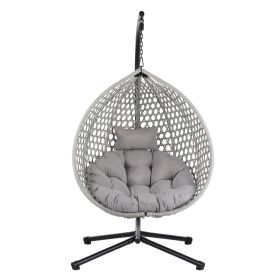 U_STYLE Hanging Egg Chair with Solid Iron Base; Indoor/Outdoor