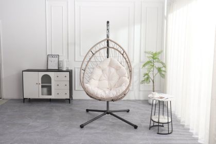 Egg Swing Chair with Stand; Beige; Indoor/Outdoor