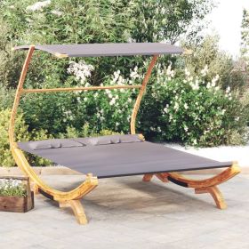 Patio Wood Lounge Bed with Canopy; 65"x79.9"x54.3"