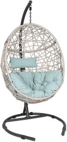 Indoor/Outdoor Wicker Egg Chair with Cushion and Stand