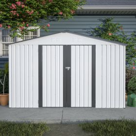 10 ft X 8 ft Outdoor Metal Storage Shed; Grey