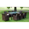 9 Piece Poly Rattan Dining Set with Cushions