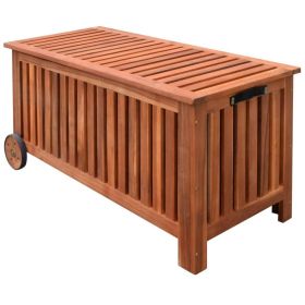 Patio Wooden Storage Box with Wheels; 46"x20"x23"