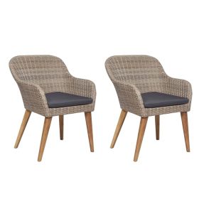 Patio Chairs with Cushions; 2 pcs