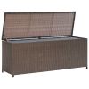 Brown Patio Poly Rattan Storage Box; 47.2"x19.7"x23.6"