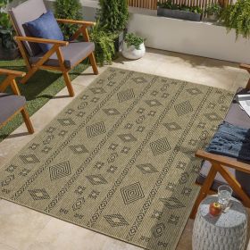 Earth Indoor/Outdoor Area Rug; Jute/Black; 7 ft. 10 in. x 10 ft. 3 in.