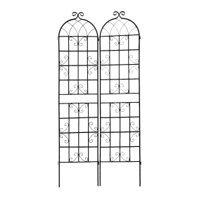 Cream White Metal Garden Trellis; 2 Pack