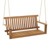 Acacia Wood Porch Swing with 2 Hemp Ropes