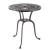 Round Cast Aluminum Patio Table with 2 Inch Umbrella Hole; 24 Inch