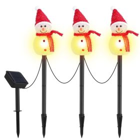 Outdoor Solar Powered Christmas Snowman LED Lamps; 1 Piece Includes 3 Snowmen