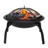 Iron 22" Fire Pit; Black