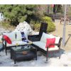 Sectional Wicker Rattan Furniture Set with Storage; 4 Pieces