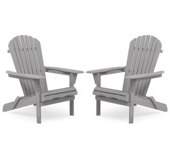 Folding Solid Cedar Adirondack Chairs; Set of 2