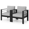 All-Weather Aluminum Outdoor Patio Chairs; Soft Light Gray Cushions; 2 Pieces