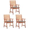 Patio Dining Chairs 3 pcs with Cushions