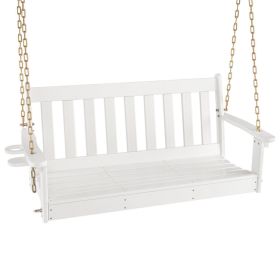 HDPE Patio Porch Swing with Cup Holder; 54 Inch