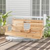 Fir Wood Porch Swing With Adjustable Chains and Foldable Cup Holders; 5 ft