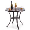 Round Patio Cast Aluminum Table with Umbrella Hole; 31 Inches