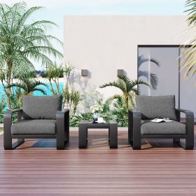 3 Piece Patio Furniture With Thick Cushion And Coffee Table
