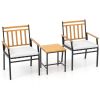 Acacia Wood Patio Conversation Set with Cushions