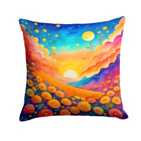 Colorful Marigolds Throw Pillow Machine Washable, Indoor Outdoor Decorative Pillow for Couch, Bed or Patio, 14Hx14W