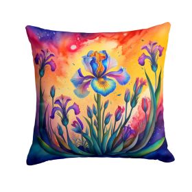 Colorful Iris Throw Pillow Machine Washable, Indoor Outdoor Decorative Pillow for Couch, Bed or Patio, 14Hx14W