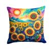 Colorful Sunflowers Throw Pillow Machine Washable, Indoor Outdoor Decorative Pillow for Couch, Bed or Patio, 14Hx14W