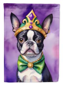 Garden Flag; Boston Terrier King of Mardi Gras