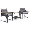 Patio Furniture Set with 2 Tier Coffee Table and Soft Seat Cushions; 3 Pieces
