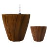 Dark Imitation Wood/Plastic Self-watering Planter; 2-Pack