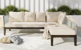 TOPMAX Modern 5-Person Patio Sofa Set; Gray+Beige