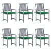Solid Acacia Wood Patio Chairs with Cushions