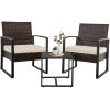 Patio PE Wicker Furniture Set with Washable Cushions