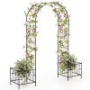 Metal Garden Arbor with 2 Side Planters